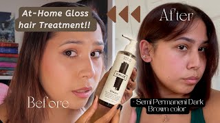 ATHOME HAIR GLOSS TREATMENT  semipermanent color  DULL TO SHINY  DpHue Gloss [upl. by Grim]