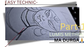 How To Draw Ma Durga  Step By Step Tutorial part1 [upl. by Aketahs934]