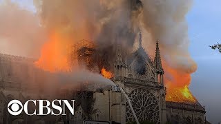 Notre Dame Cathedral in Paris on fire [upl. by Ariaes]