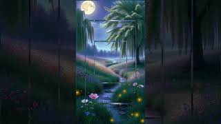 Peaceful Night Meadow Relax with Binaural Music Crickets amp River [upl. by Aggappora]