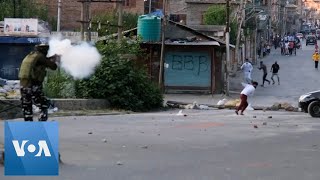 Police Clash With Protesters Amid Kashmir Lockdown [upl. by Bunns389]