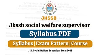 Jkssb female supervisor syllabus pdf  jkssb social welfare supervisor syllabus 2023 [upl. by Nosle]