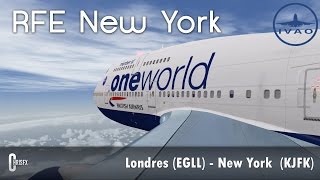 FSX  IVAO  Londres EGLL  New York KJFK en 747400 iFly British Airways RFE New York [upl. by Rabka]