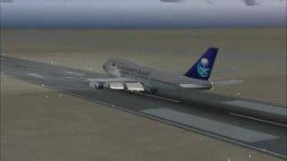 Saudi Arabian 747400 landing in Jeddah Intl runway 34R [upl. by Odericus]