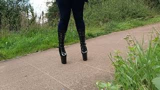 Walking in my 8 inch heel pleaser boots [upl. by Carilla]