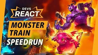 Monster Train Developers React to TWO Full Speedruns in 10 Minutes [upl. by Liponis]