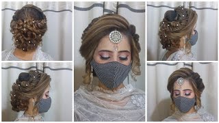 How to make new hairstyle for girls  Bridal hairstyle step by step  bun hairstyle for wedding [upl. by Cordeelia]