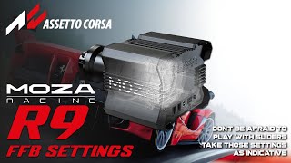 Moza R9 FFB Settings firmware 12132 for Assetto Corsa [upl. by Assin]