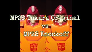 Transformers Masterpiece mp28 Hot Rodimus takara vs mp28 knockoff [upl. by Antipas]