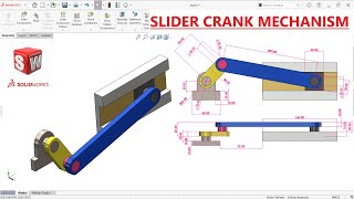 ☑️Slider crank mechanism design in SolidWorks  Solidworks Tutorial [upl. by Deb378]