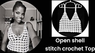 Open Shell Stitch crochet VNeck Tank Top [upl. by Haduhey534]