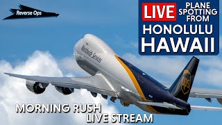 Live Sunrise Plane Spotting Hawaii HNL A380  Reverse Ops [upl. by Nairahcaz]