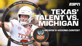 Pat McAfees Kicking Contest gets WILD Texas vs Michigan predictions amp more  College Gameday [upl. by Kinnard]