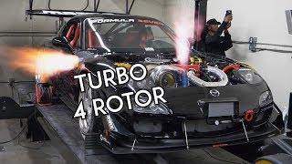 Turbo 4 Rotor RX7 SCREAMS on the Dyno  Mazzei Formula [upl. by Scriven863]