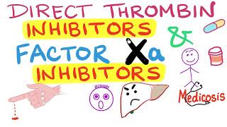 Direct Thrombin Inhibitors and Factor Xa Inhibitors DOACs  Pharmacology  Hematology [upl. by Giustino191]