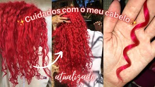 cuidados com meu cabelo vermelho cacheado ATUALIZADO  tratamento e finalização ✨➰ [upl. by Ahsienat]