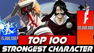 TOP 100 STRONGEST BLEACH CHARACTERS BLEACH TYBW ARC  BLEACH POWER LEVELS🔥 [upl. by Derfnam]