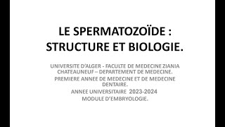 La spermatozoïde  structure et biologie une très bonne explication pour la première année médecine [upl. by Enitsirhc]