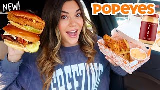 Popeyes Mukbang New Menu Items TRUFF X POPEYES [upl. by Annaerb]