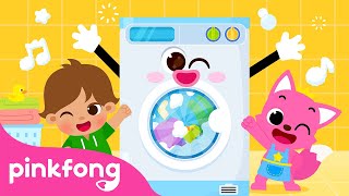 The Dancing Washing Machine  Wishy Washy Dance  Nursery Rhymes  Pinkfong Songs [upl. by Adnauqahs624]