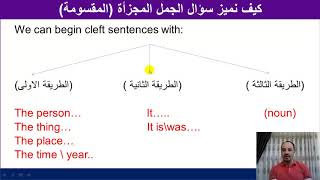 The Cleft Sentences الجمل المقسمة او المجزأة  توجيهي مستوى ثالث [upl. by Sadirah]