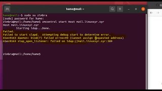 failed to start ldap attempting debug start to determine error  bind 7 failed errno99  zimbra [upl. by Ecyor]