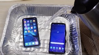 iPhone XR vs Samsung S9 HOT WATER Test 🔥 [upl. by Yeldarb]