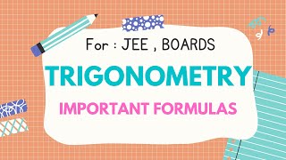 TRIGONOMETRY  MATHS  Short Notes  JEE MAINS  ADVANCED  Class 11th  12th JEE [upl. by Dnalyram]