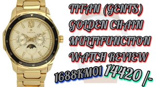 Titan Golden Multifunction Watch Review  1688KM01 Titan Moon Face Watch Review fullpackage [upl. by Lezlie]