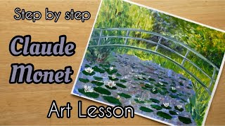 How to paint Monet’s Water Lilies  Easy Impressionist Art Lesson [upl. by Nakah285]