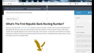 How To Find First Republic Bank Routing Number [upl. by Lynnworth]