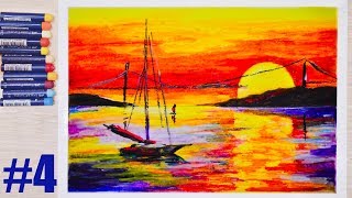 Морской Пейзаж Масляной Пастелью  Simple Seascape With Oil Pastels [upl. by Assyli]