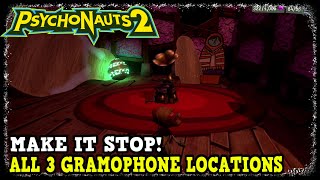 Psychonauts 2 All 3 Gramophone Locations in Father Follies  Make It Stop Trophy  Achievement Guide [upl. by Aiekat]