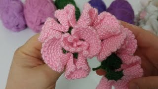 Crochet Knitted Carnation🏵 Flower Making [upl. by Keyes]