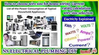 How to choose wire size for house wiring  Current rating calculation  wire size selection ns [upl. by Fritts]