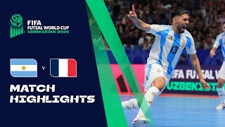 HIGHLIGHTS Argentina v France  FIFA Futsal World Cup Uzbekistan 2024 [upl. by Naoj]