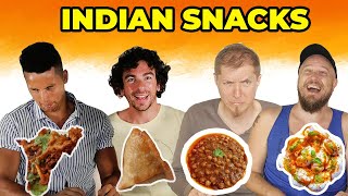 Foreigners Try Indian SNACKS for The First Time  SAMOSA  PAKORA  CHOLE CHAT  DAHI VADA [upl. by Ahsieuqal]