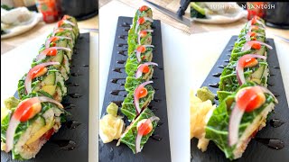 Easy Veg Sushi Recipe with Professional way II Vegan Sushi Ideas by SMS [upl. by Hakon]