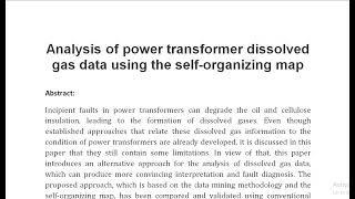 Analysis of power transformer dissolved gas data using the self organizing map [upl. by Erdah]