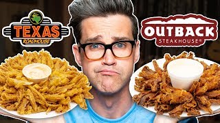 Texas Roadhouse vs Outback Steakhouse Taste Test  FOOD FEUDS [upl. by Piotr]