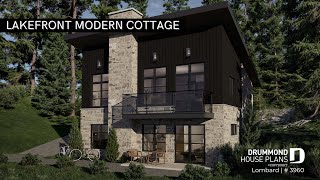 Lakefront modern cottage house plan with a walkout basement by Drummond House Plan plan 2327 [upl. by Panter763]