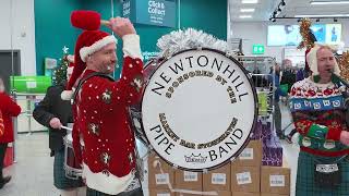 Loch Lomond played by a festive Newtonhill Pipe Band in Asda Portlethen supermarket Christmas 2023 [upl. by Anelav]