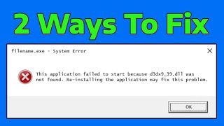 How To Fix d3dx939dll Missing Error 2024 [upl. by Langsdon901]