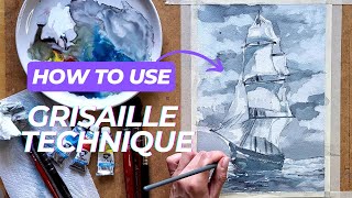 GRISAILLE Painting TECHNIQUE Watercolor [upl. by Areema]