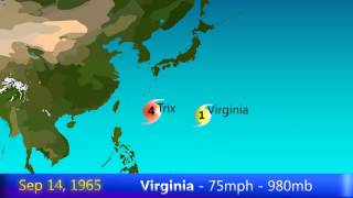 1965 Pacific Typhoon Season Animation [upl. by Fi]