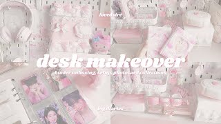 desk makeover  ˚｡⋆୨୧˚  unboxing binder setup photocards collection  🍥🎠 [upl. by Bergwall154]