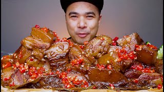 SPICY POBALA MUKBANG  PORK ADOBO SA COCA COLA  SPICY BRAISED PORK BELLY  ENG SUBS CAPTION [upl. by Zahavi]