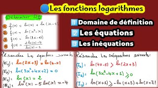 Fonctions logarithmes 2bac 🔥 domaine de définition  équations  inéquations [upl. by Stanwin]