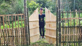 Orphan boy completes fence and gate for his place  Bamboo house  Small garden [upl. by Valentine931]