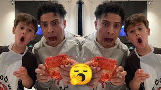 AUSTIN amp HOS SON STEEL BOY TRIES SEAFOOD FOR THE FIRST TIME HILARIOUS † [upl. by Egief]